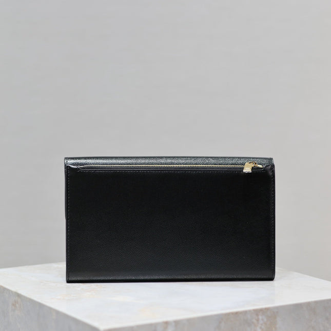 UPTOWN WALLET 21 IN BLACK CALFSKIN GOLD LOGO