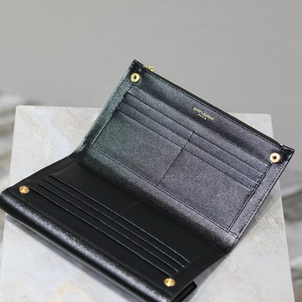 UPTOWN WALLET 21 IN BLACK CALFSKIN GOLD LOGO