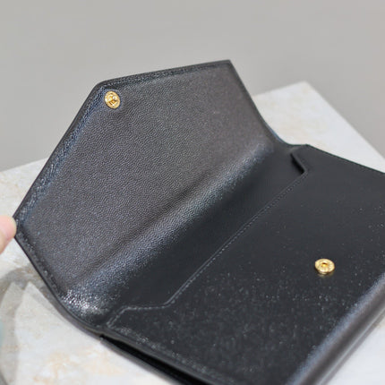 UPTOWN WALLET 21 IN BLACK CALFSKIN GOLD LOGO