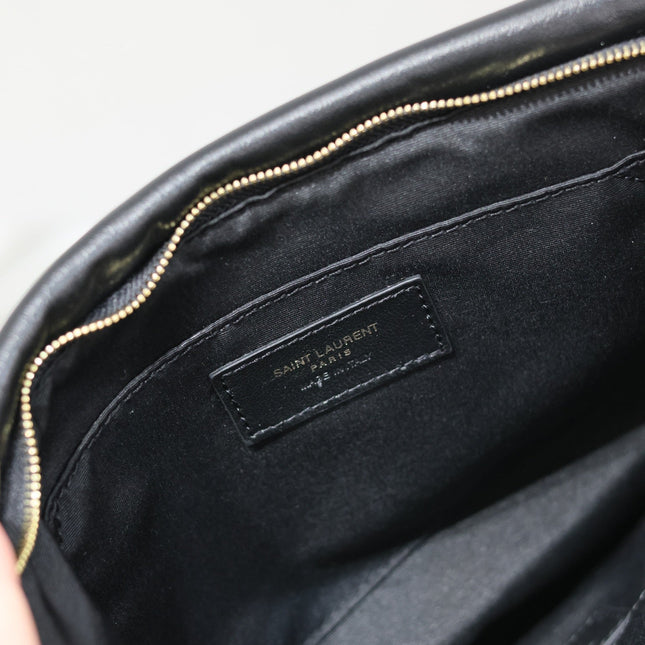 CALYPSO LARGE POUCH 30 IN BLACK SMOOTH LAMBSKIN