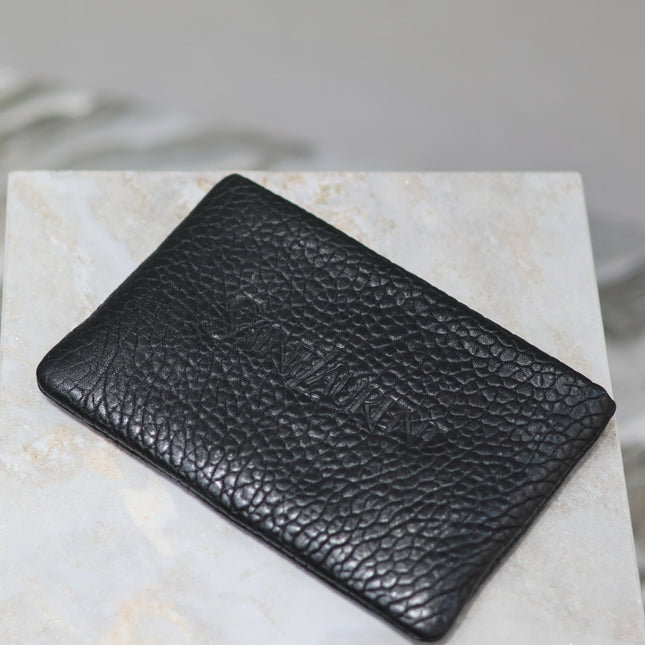 POUCH WITH ELEPHANT TEXTURE 23 IN BLACK LAMBSKIN LOGO EMBOSSED
