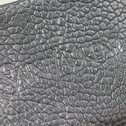 POUCH WITH ELEPHANT TEXTURE 23 IN BLACK LAMBSKIN LOGO EMBOSSED