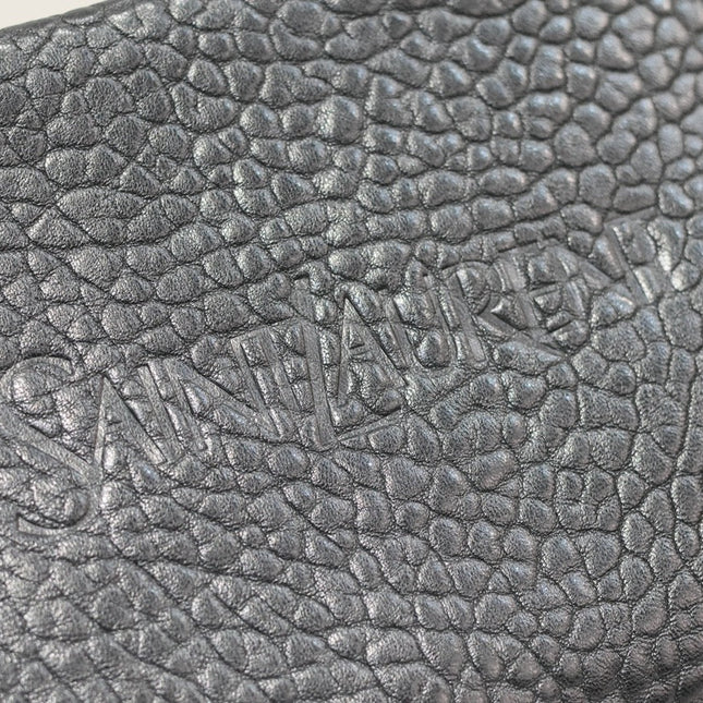 POUCH WITH ELEPHANT TEXTURE 23 IN BLACK LAMBSKIN LOGO EMBOSSED