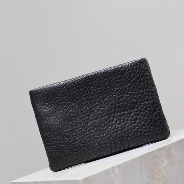 POUCH WITH ELEPHANT TEXTURE 23 IN BLACK LAMBSKIN LOGO EMBOSSED