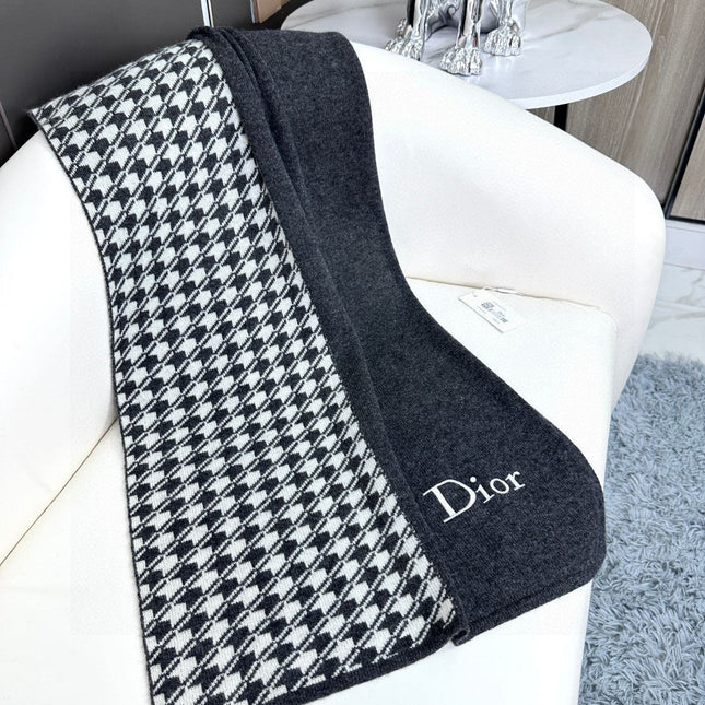 SCARF 190 CM IN BLACK MIX WHITE CARO CASHMERE 388127