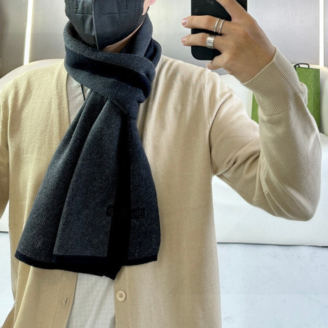 SCARF 180 CM IN BLACK MIX DARK GRAY CASHMERE 398446