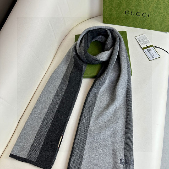SCARF 180 CM IN BLACK MIX LIGHT GRAY CASHMERE 398447