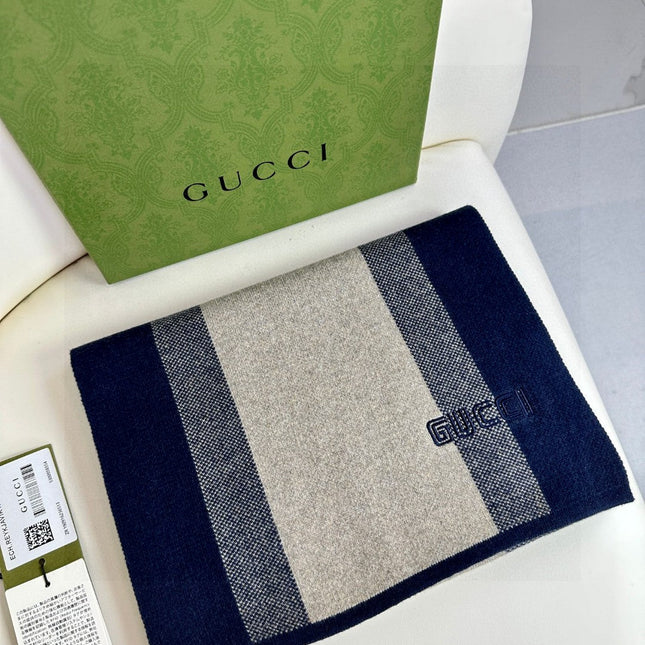 SCARF 180 CM IN NAVY BLUE MIX BEIGE CASHMERE 398448