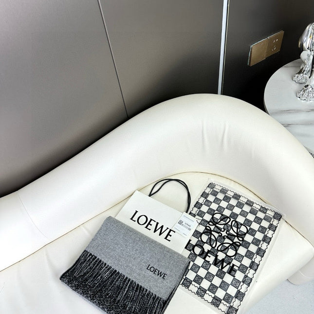 ANAGRAM SCARF 182 CM IN BLACK MIX DOVE GRAY WOOL AND CASHMERE 408524