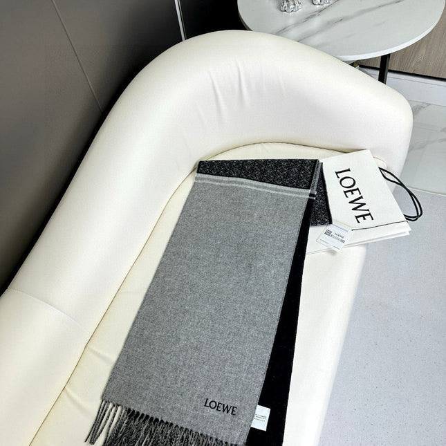 ANAGRAM SCARF 182 CM IN BLACK MIX DOVE GRAY WOOL AND CASHMERE 408524