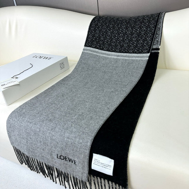 ANAGRAM SCARF 182 CM IN BLACK MIX DOVE GRAY WOOL AND CASHMERE 408524