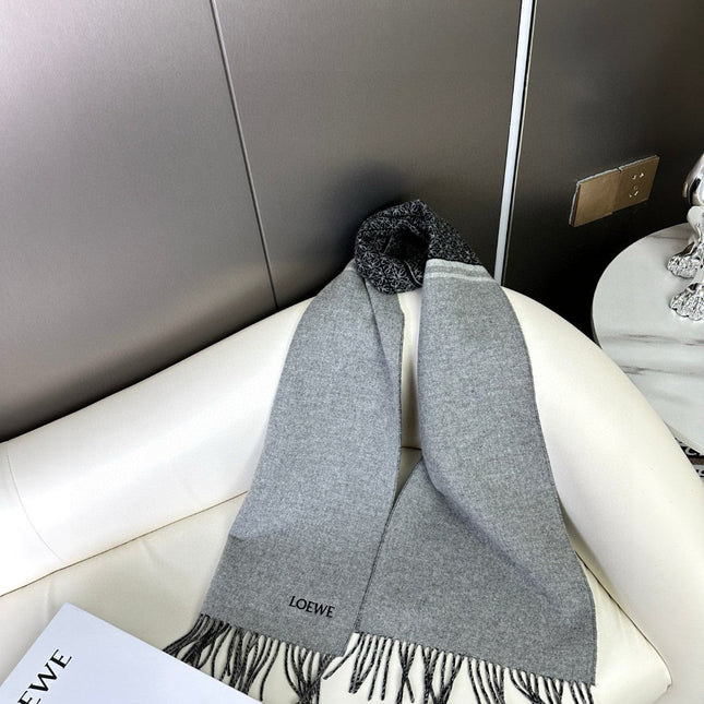 ANAGRAM SCARF 182 CM IN BLACK MIX DOVE GRAY WOOL AND CASHMERE 408524