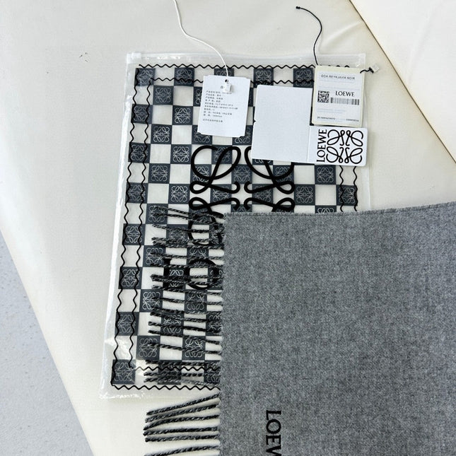 ANAGRAM SCARF 182 CM IN BLACK MIX DOVE GRAY WOOL AND CASHMERE 408524