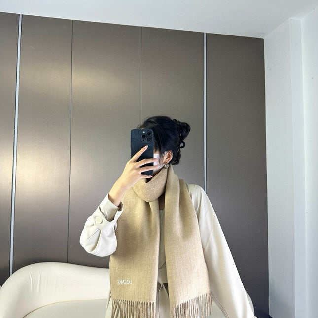 ANAGRAM SCARF 182 CM IN SAND BEIGE WOOL AND CASHMERE 408525