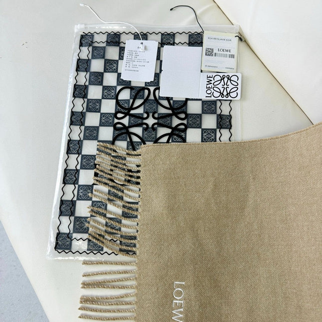 ANAGRAM SCARF 182 CM IN SAND BEIGE WOOL AND CASHMERE 408525