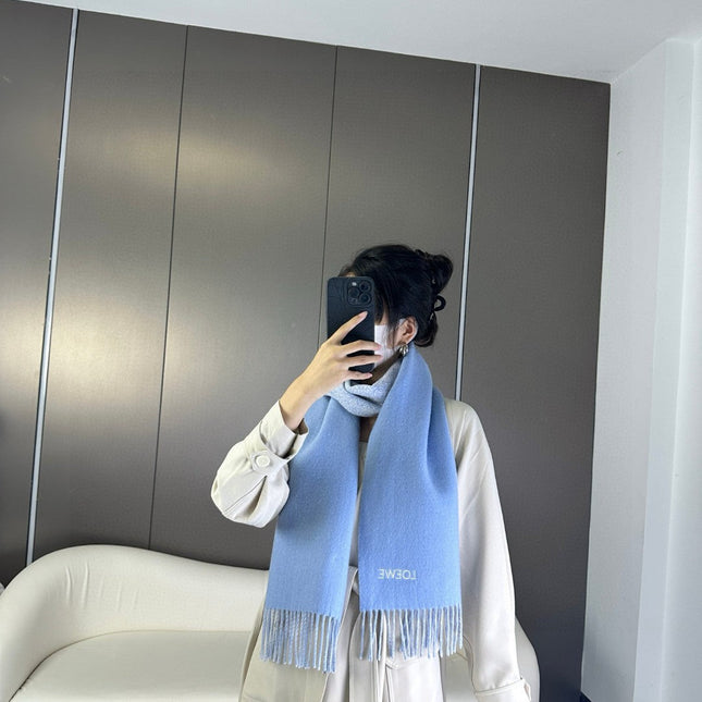 ANAGRAM SCARF 182 CM IN CERULEAN BLUE WOOL AND CASHMERE 408526