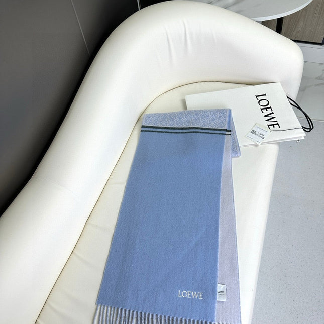 ANAGRAM SCARF 182 CM IN CERULEAN BLUE WOOL AND CASHMERE 408526