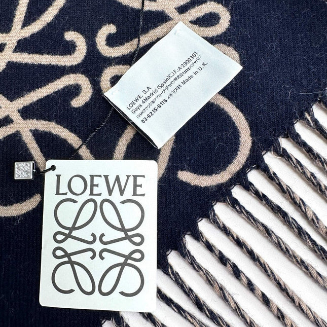 ANAGRAM SCARF 180 CM IN BLACK MIX CAMEL BEIGE WOOL AND CASHMERE 410167