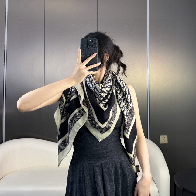 MONOGRAM SQUARE SCARF 140 CM IN COLORFUL CASHMERE AND SILK 413741