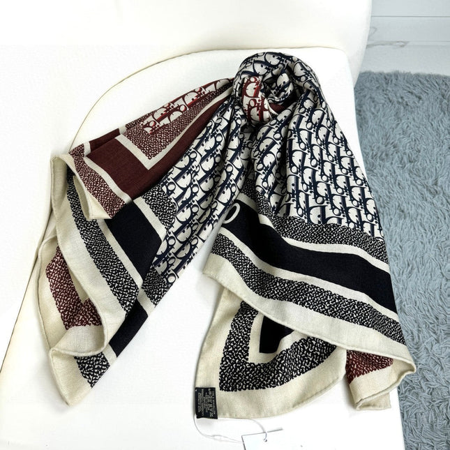 MONOGRAM SQUARE SCARF 140 CM IN COLORFUL CASHMERE AND SILK 413741