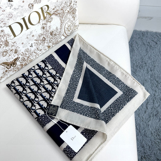 MONOGRAM SQUARE SCARF 140 CM IN BLACK MIX WHITE  CASHMERE AND SILK 413742