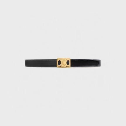 CL MEDIUM 25 MM REVERSIBLE FRAMED TRIOMPHE BELT BLACK AND BRONZE BROWN CALFSKIN GOLD HARDWARE
