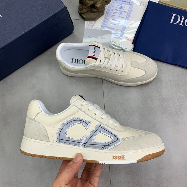 CD HOMME SNEAKERS IVORY CALFSKIN AND SUEDE