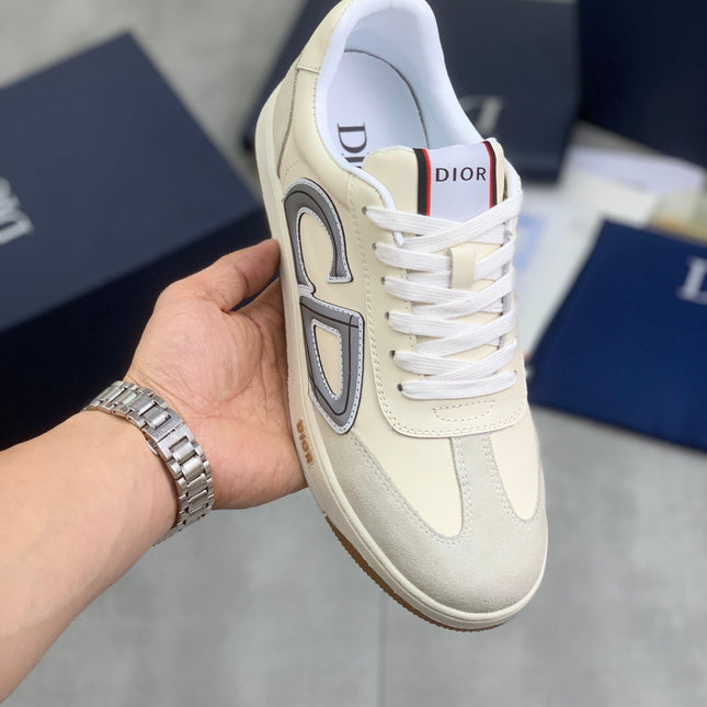CD HOMME SNEAKERS IVORY CALFSKIN AND SUEDE