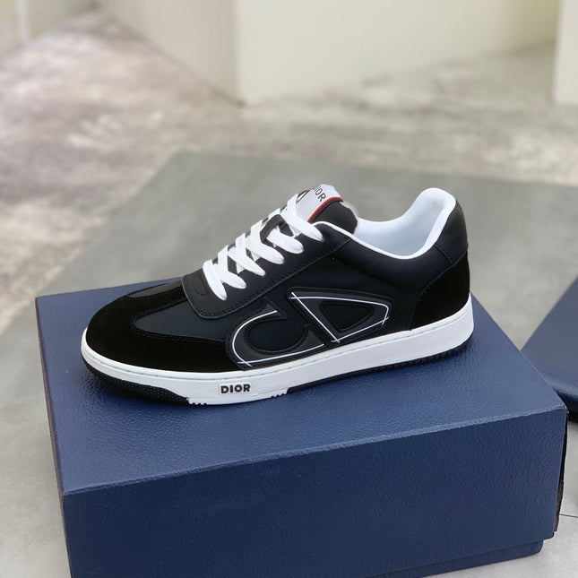 CD HOMME SNEAKERS BLACK CALFSKIN AND SUEDE