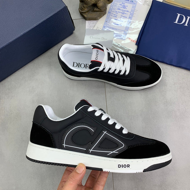 CD HOMME SNEAKERS BLACK CALFSKIN AND SUEDE