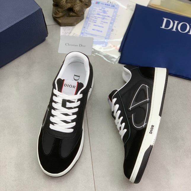 CD HOMME SNEAKERS BLACK CALFSKIN AND SUEDE