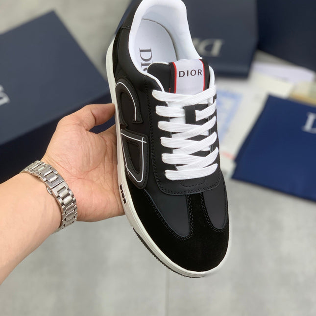 CD HOMME SNEAKERS BLACK CALFSKIN AND SUEDE