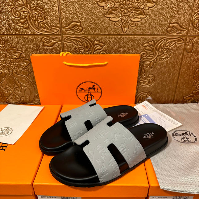 HM IZMIR SLIPPER LIGHT GRAY CALFSKIN