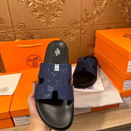 HM IZMIR SLIPPER NAVY CALFSKIN