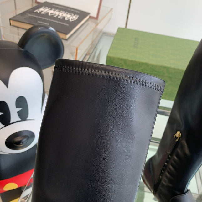 GG KNEE HIGH BOOTS WITH HORSEBIT IN BLACK CALFSKIN