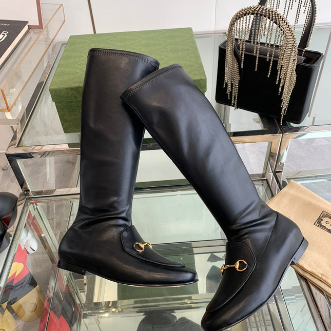 GG KNEE HIGH BOOTS WITH HORSEBIT IN BLACK CALFSKIN