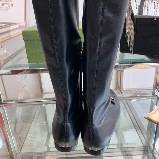 GG KNEE HIGH BOOTS WITH HORSEBIT IN BLACK CALFSKIN