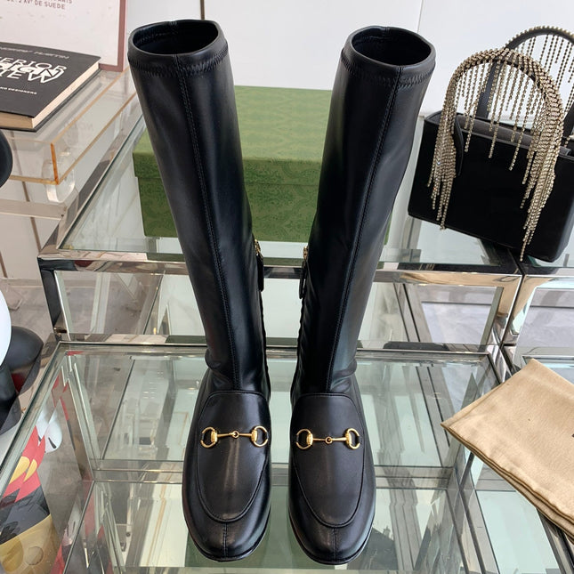 GG KNEE HIGH BOOTS WITH HORSEBIT IN BLACK CALFSKIN