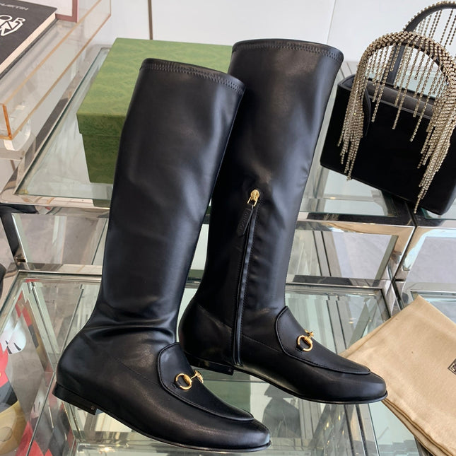 GG KNEE HIGH BOOTS WITH HORSEBIT IN BLACK CALFSKIN