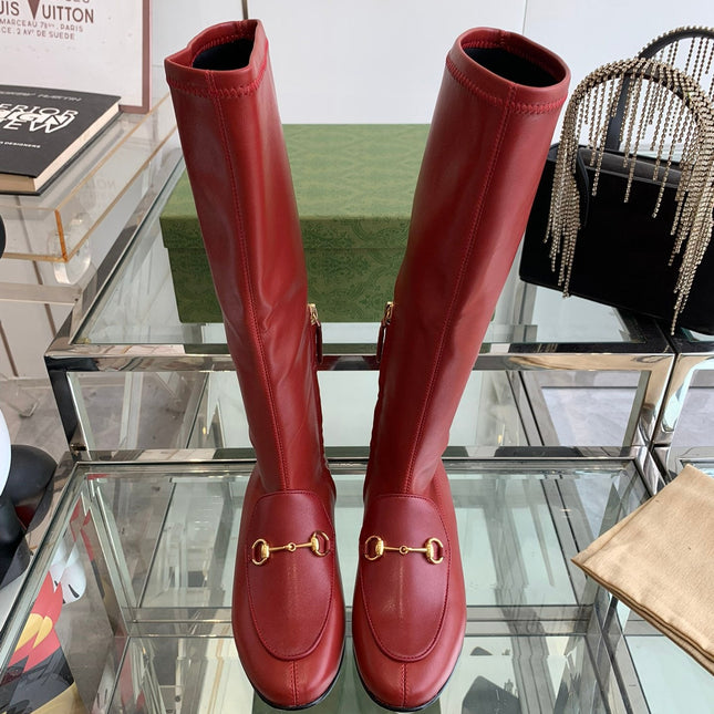 GG KNEE HIGH BOOTS WITH HORSEBIT IN RED CALFSKIN