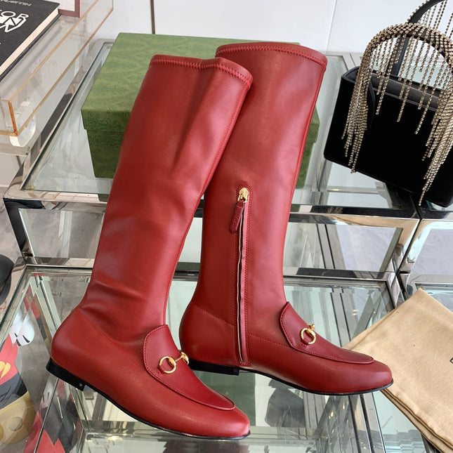 GG KNEE HIGH BOOTS WITH HORSEBIT IN RED CALFSKIN