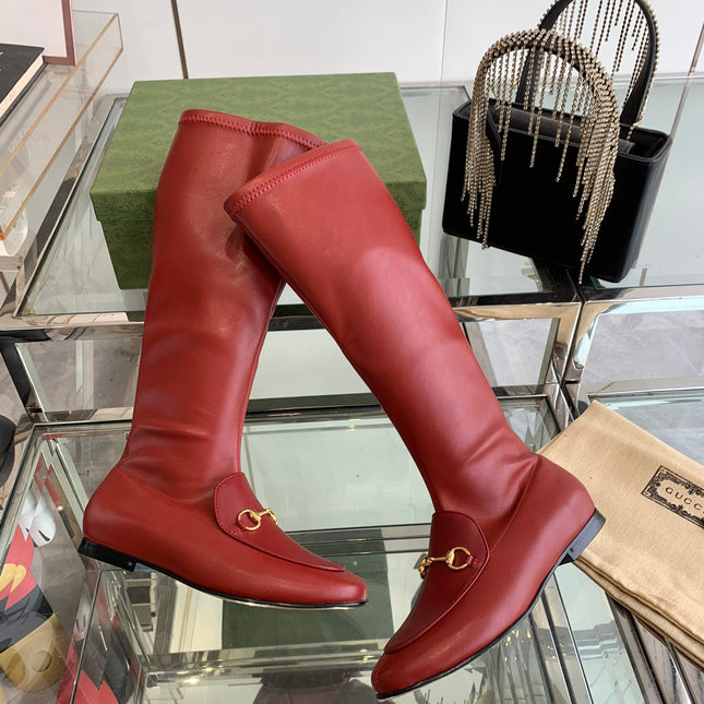 GG KNEE HIGH BOOTS WITH HORSEBIT IN RED CALFSKIN