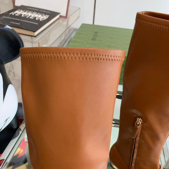 GG KNEE HIGH BOOTS WITH HORSEBIT IN CHOCOLATE BROWN CALFSKIN
