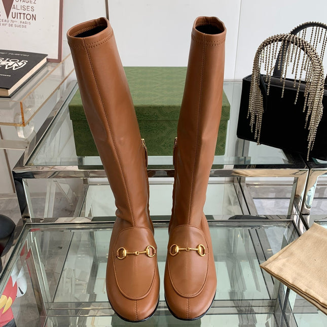 GG KNEE HIGH BOOTS WITH HORSEBIT IN CHOCOLATE BROWN CALFSKIN