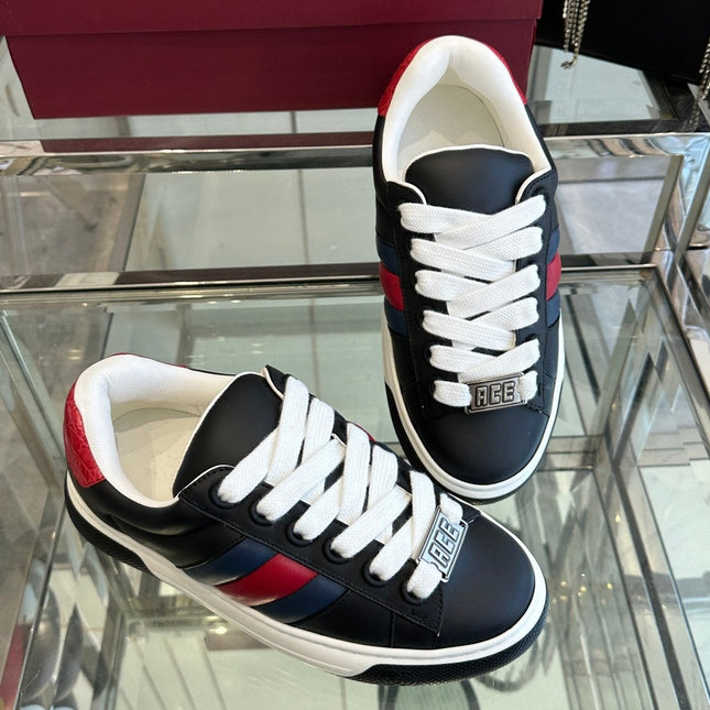 GG ACE SNEAKER IN BLACK SHEEPSKIN