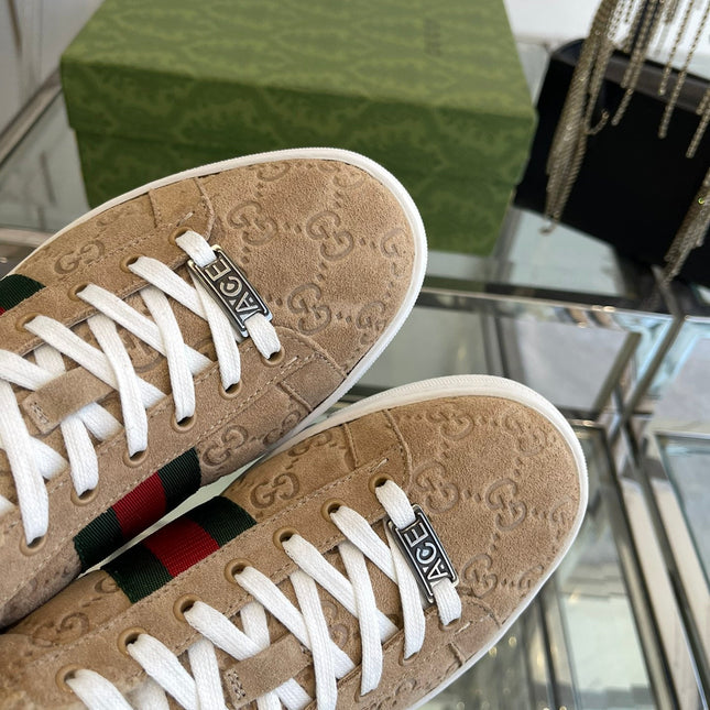 GG ACE SNEAKER IN CAMEL BROWN SHEEPSKIN WITH FLEECE LINING