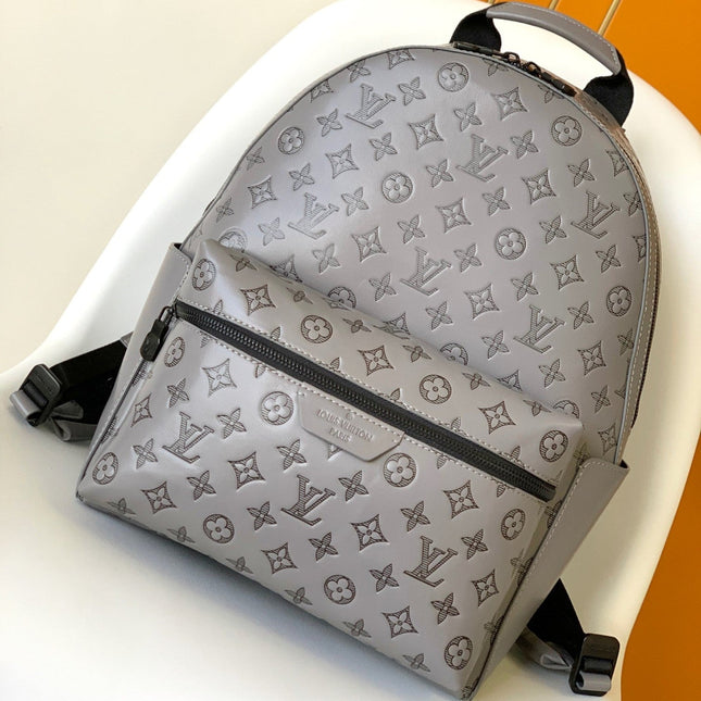 DISCOVERY BACKPACK 38 IN GREY MONOGRAM ECLIPSE CANVAS AND TAURILLON