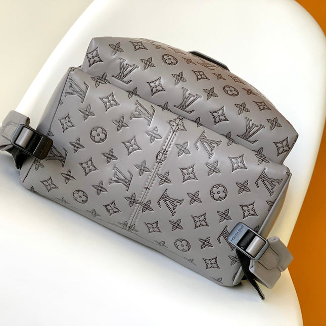 DISCOVERY BACKPACK 38 IN GREY MONOGRAM ECLIPSE CANVAS AND TAURILLON