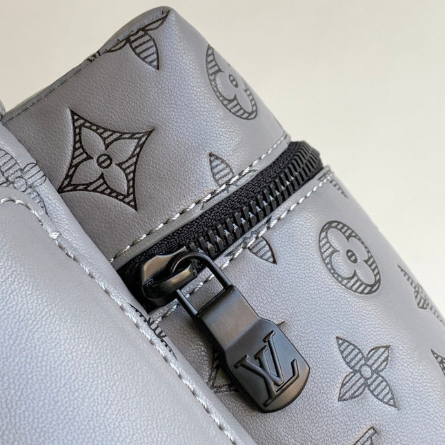 DISCOVERY BACKPACK 38 IN GREY MONOGRAM ECLIPSE CANVAS AND TAURILLON