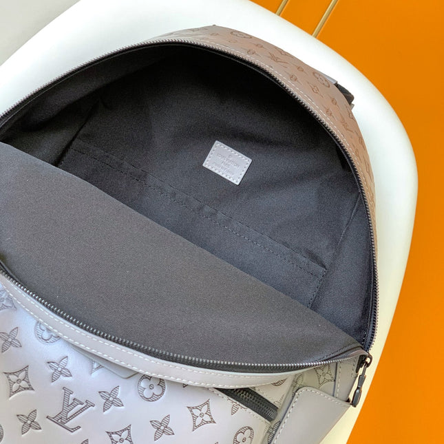DISCOVERY BACKPACK 38 IN GREY MONOGRAM ECLIPSE CANVAS AND TAURILLON